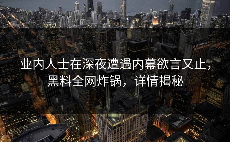 业内人士在深夜遭遇内幕欲言又止，黑料全网炸锅，详情揭秘