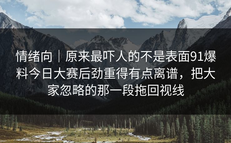 情绪向｜原来最吓人的不是表面91爆料今日大赛后劲重得有点离谱，把大家忽略的那一段拖回视线